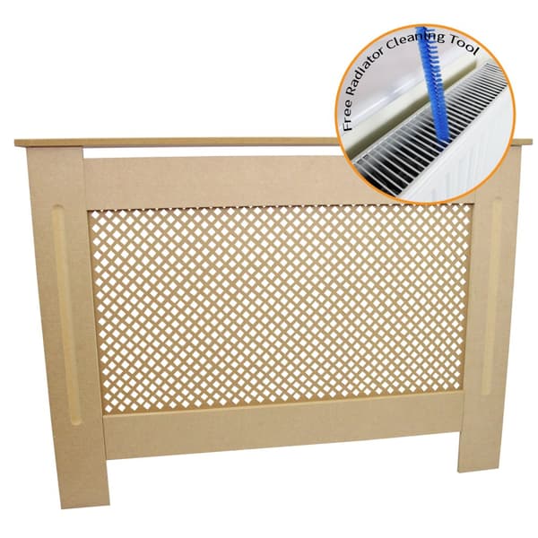 Elementskydd MDF Ofärgad Redo Att Måla 111,5 cm L x 82 cm H x 18,8 cm B Möbler Element Radiator Radiatorskydd Obehandlat Elementskydd  Beige Hylla