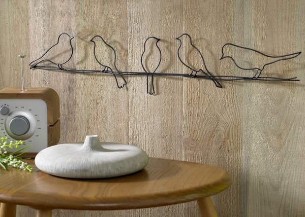Art for the Home - Metalkunst - Fugle - Mørkegrå - 12,5x60 cm