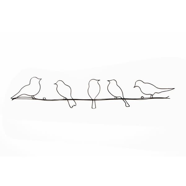 Art for the Home - Metalkunst - Fugle - Mørkegrå - 12,5x60 cm