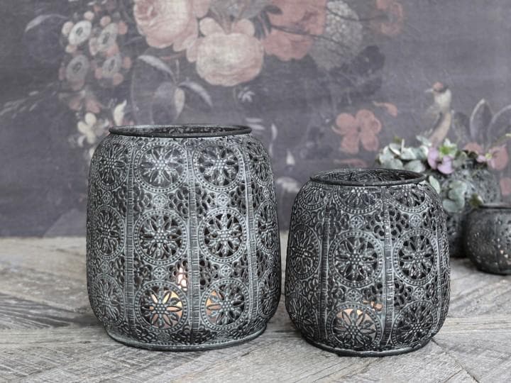 Vire Lykta med mönster H12,5/Ø12 cm antique zink 1 st