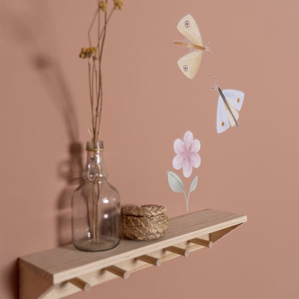 Little Dutch - Luksus vægklistermærker - Blomster og sommerfugle - 2x 42x30cm