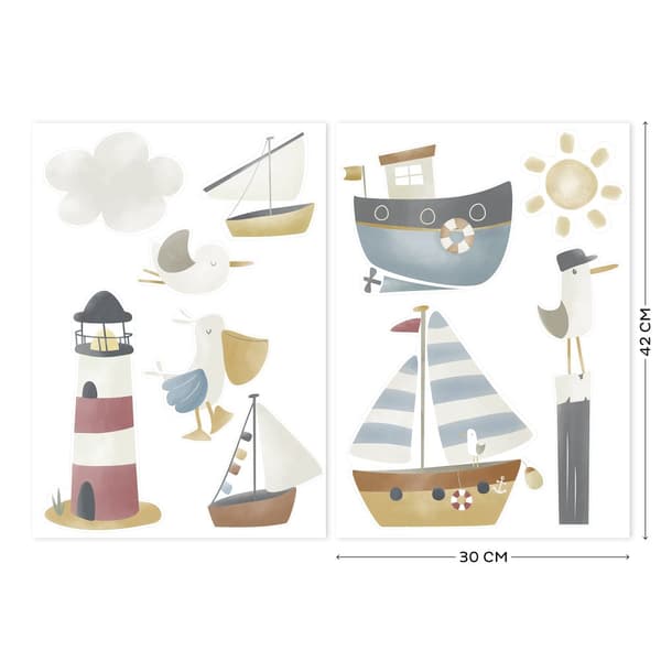 Little Dutch - Luksus vægklistermærker - Sailors Bay - 2x 42x30cm