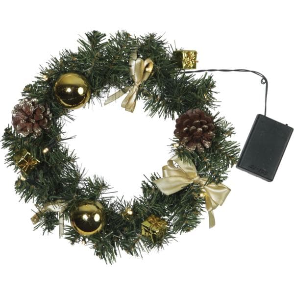 Konstgjord Krans Decorage Batteridriven Varmvit 10 ljus 30cm