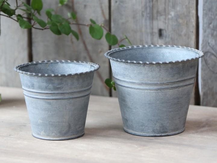 Krukor H10 / Ø13 cm antik zink 2-pack