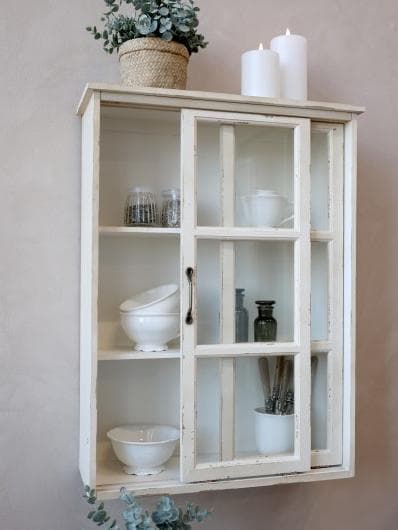 Skåp för vägg med skjutdörrar H70 / L52 / W20 cm antik creme