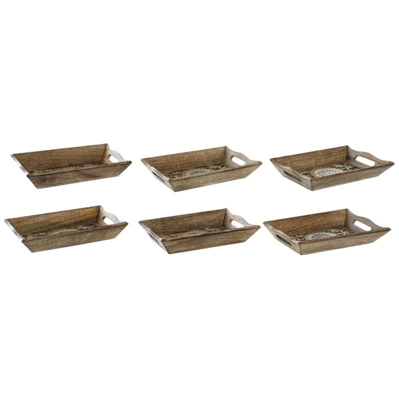 Bordsdekoration DKD Home Decor Aluminium Mangoträ (6 pcs) (24 x 15.5 x 4 cm)