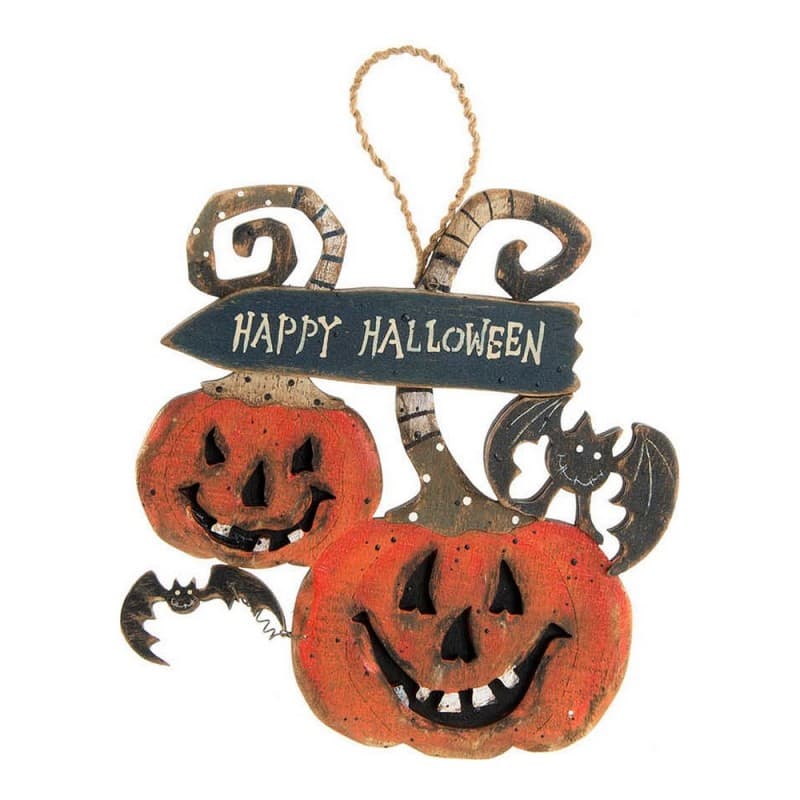 Halloweendekorationer DKD Home Decor Pumpa Trä (16 x 21 x 21 cm)