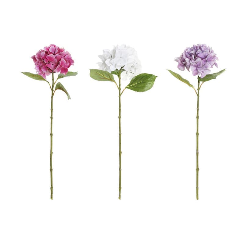 Dekorativ blomma DKD Home Decor Vit Plast Järn Fuchsia Lila (3 pcs)
