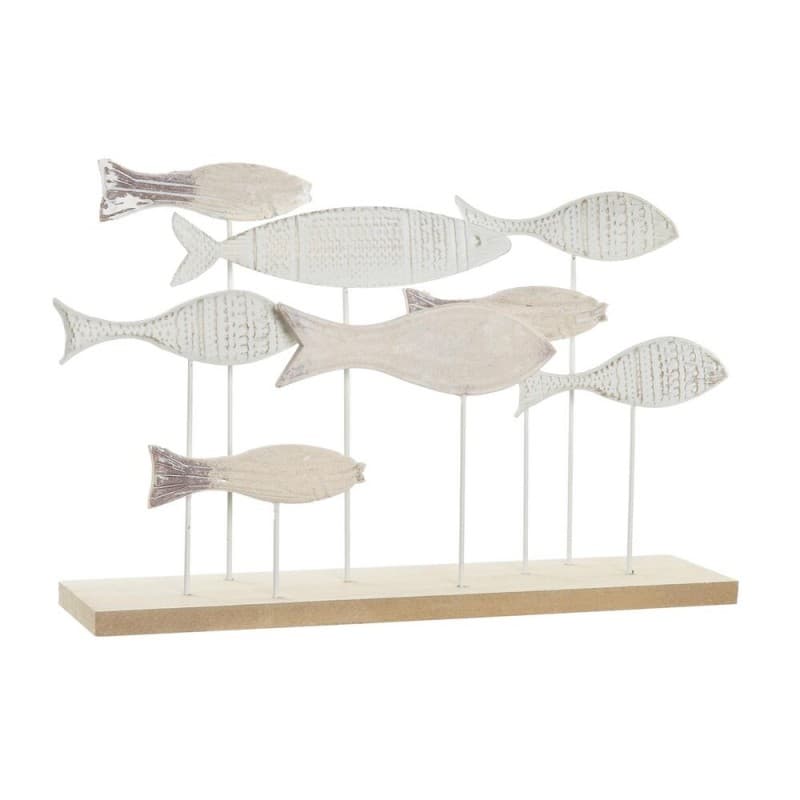 Prydnadsfigur DKD Home Decor Metall Brun MDF Vit Spiraler Medelhavs