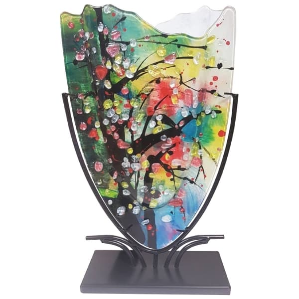 Glasvas Drops med smidesställning H47,5cm - Benjamin