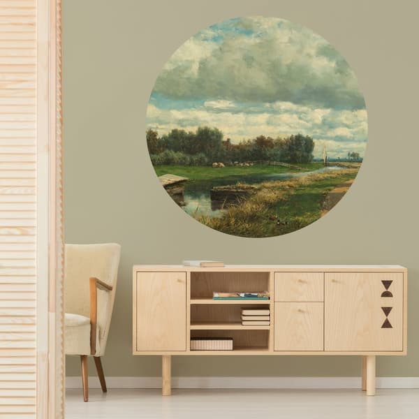 Art for the Home - Väggcirkel - Holländskt landskap - 100 cm