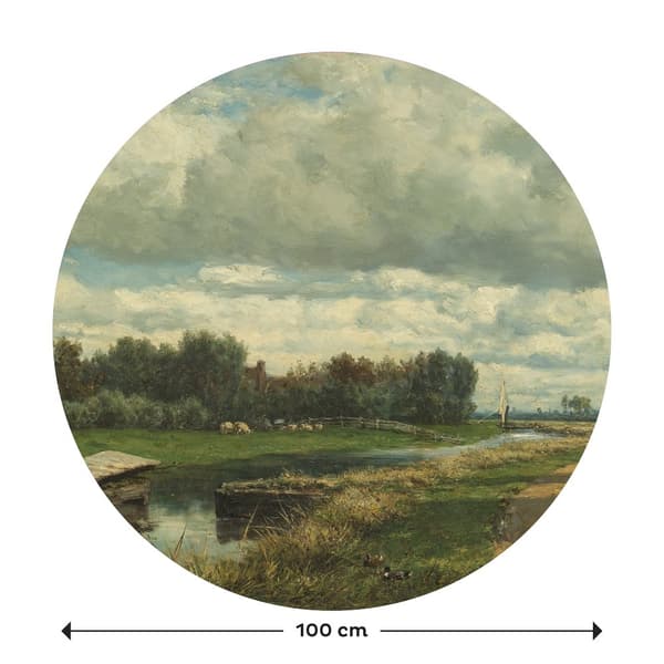 Art for the Home - Väggcirkel - Holländskt landskap - 100 cm