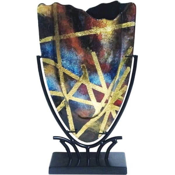 Glasvas Guldrand med Smidesställning H 37cm - Benjamin