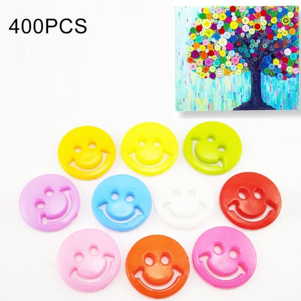 400 STK Smile Face Resin Børnetrøjeknapper Syknapper i løs vægt, tilfældig farve, diameter: 12,5 mm