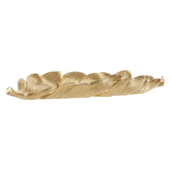 Bricka DKD Home Decor S3017331 Blad Gyllene Harts Löv av en växt (39 x 18 x 4.7 cm) (39 cm)