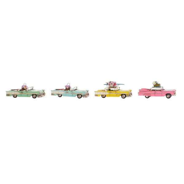 Prydnadsfigur DKD Home Decor Gul Blå Grön Rosa Bil Vintage 25,8 x 10,5 x 9,5 cm (4 antal) (4 Delar)