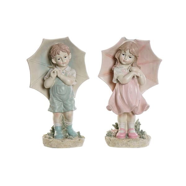 Prydnadsfigur DKD Home Decor 28 x 20 x 48,5 cm Blå Rosa Barn (2 antal)