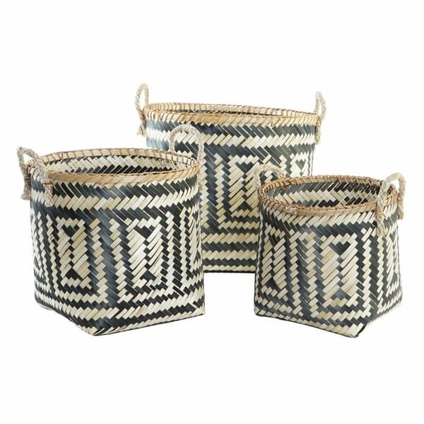 Korg - set DKD Home Decor Svart Naturell Bambu 40 x 38 x 38 cm
