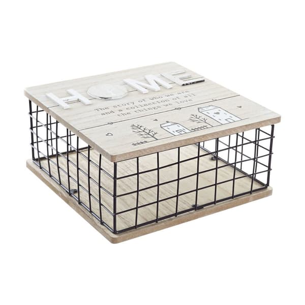 Dekorationslåda DKD Home Decor Svart Naturell Metall Trä MDF