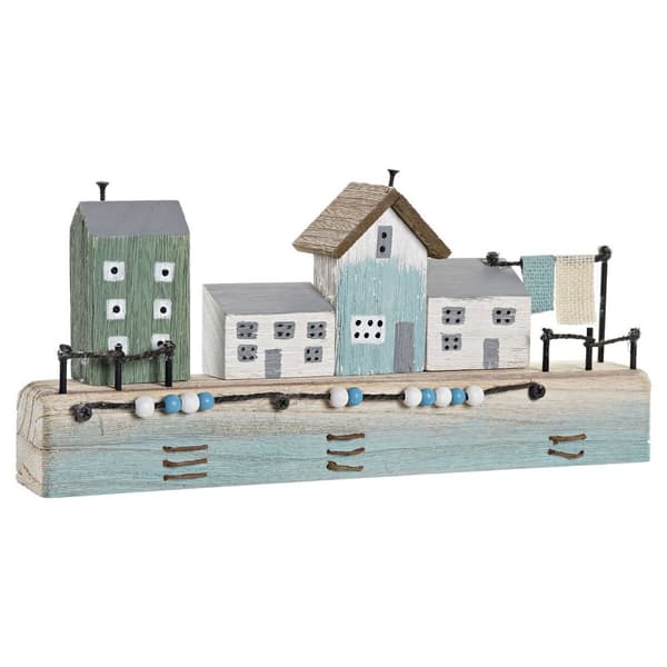 Prydnadsfigur DKD Home Decor Blå 38,5 x 5,8 x 17,2 cm Naturell Hamn