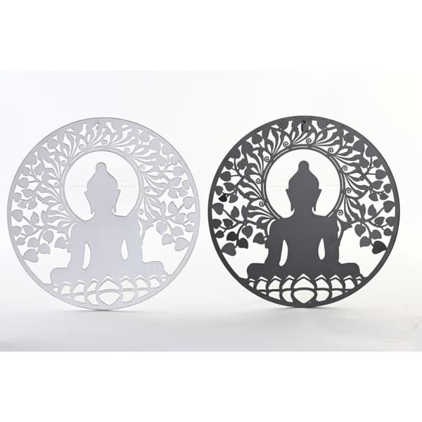 Väggdekoration DKD Home Decor Metall Buddha Orientalisk (2 antal) (40 x 1 x 40 cm)