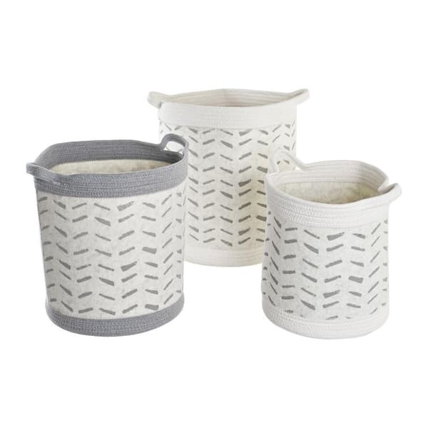 Korg - set DKD Home Decor Grå Bomull (3 Delar) (35 x 35 x 40 cm)