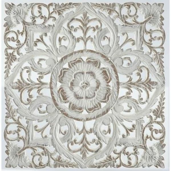 Väggdekoration DKD Home Decor Vit Mandala Trä MDF (60 x 2 x 60 cm)