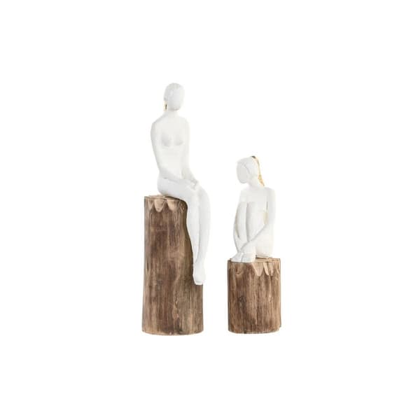 Prydnadsfigur DKD Home Decor Kvinna Brun Vit (2 antal)