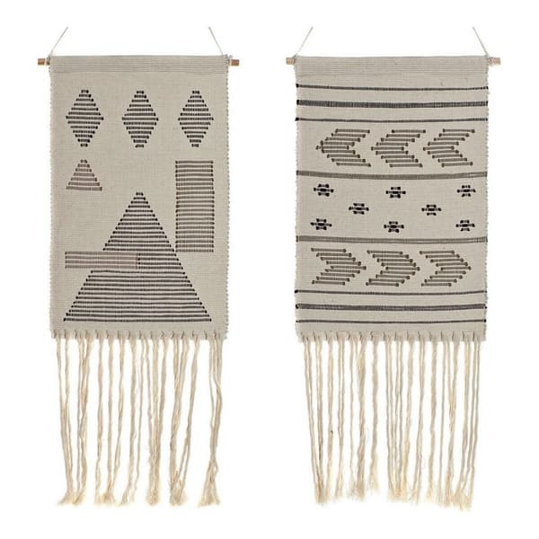 Riippuva koriste DKD Home Decor Etninen Musta Kerma Biometrinen Boho 46 x 1 x 64 cm (2 osaa)