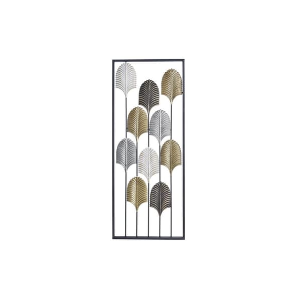 Seinäkoriste DKD Home Decor Musta Metalli Monivärinen Moderni Kasvien lehtiä (35 x 2 x 90 cm)