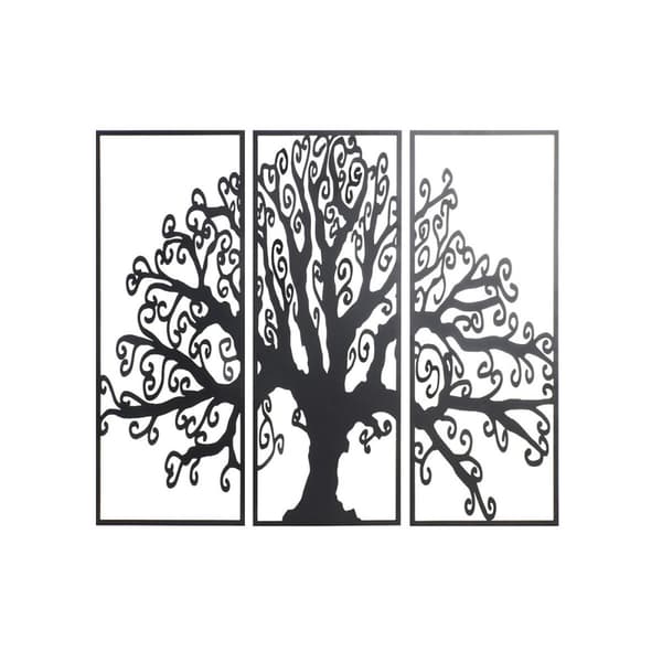 Seinäkoriste DKD Home Decor 3 Kappaletta Musta Puut Metalli (105 x 1,3 x 91 cm)