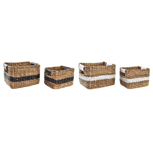 Korisetti DKD Home Decor Valkoinen Musta Luonnollinen Valkoinen/Musta Polyuretaani Puu Metalli Luonnonkuitu Siirtomaatyylinen 30