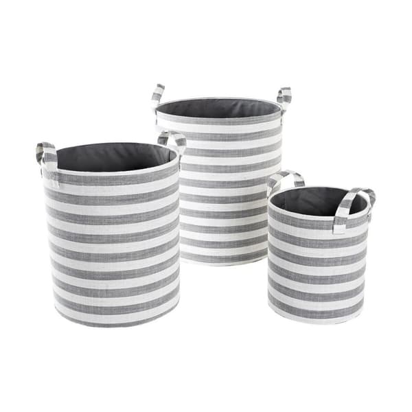 Korisetti DKD Home Decor Harmaa Raidat Puuvilla (3 Kappaletta) (35 x 35 x 40 cm)