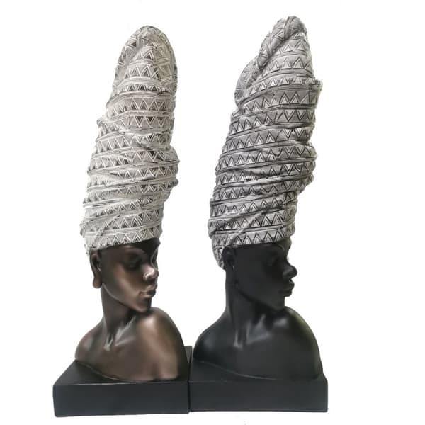 Koristehahmo DKD Home Decor Hartsi Afrikkalainen nainen (15,5 x 13,5 x 42 cm) (2 osaa)