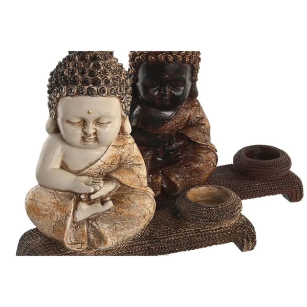 Koristehahmo DKD Home Decor 22 x 8,2 x 23 cm Punainen Beige Buddha Itämainen (4 Kappaletta)