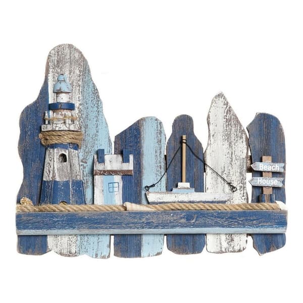 Vægdekoration DKD Home Decor Lyssignal Middelhavet Gran (36.5 x 6.5 x 29.5 cm)
