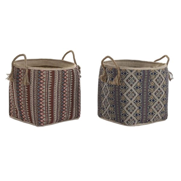 Kurv DKD Home Decor 40 x 40 x 48 cm Jute Havgræs Boho (2 enheder)