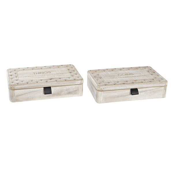 Dekorativ boks DKD Home Decor Natur Træ MDF (2 enheder)