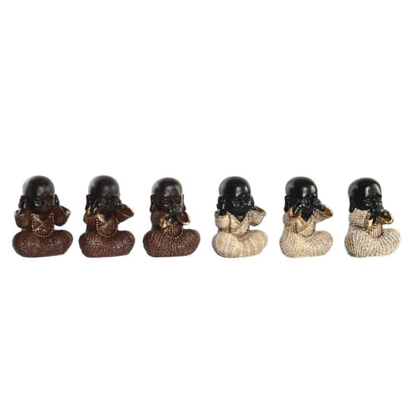 Dekorativ figur DKD Home Decor Rød Beige Harpiks Munk Orientalsk (12 x 7,5 x 15,5 cm) (6 enheder)