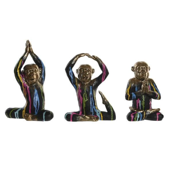 Prydnadsfigur DKD Home Decor Gyllene Harts Multicolour Apa Modern (19 x 12 x 24,5 cm) (3 antal)