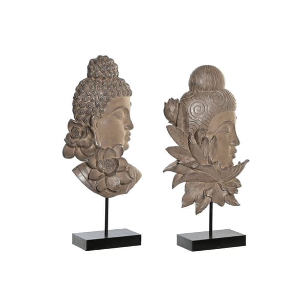Prydnadsfigur DKD Home Decor 23 x 8 x 42 cm Svart Brun Buddha Orientalisk (2 antal)