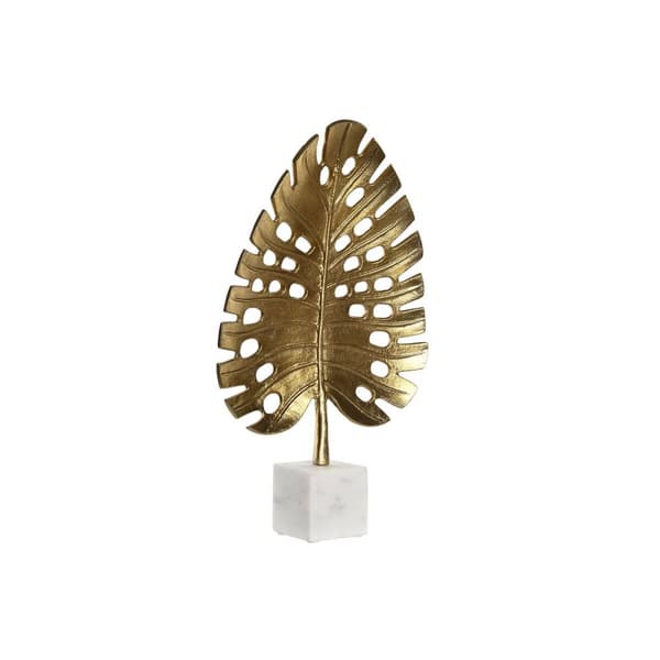 Prydnadsfigur DKD Home Decor 28 x 7,5 x 47 cm Gyllene Vit Tropiskt Löv av en växt