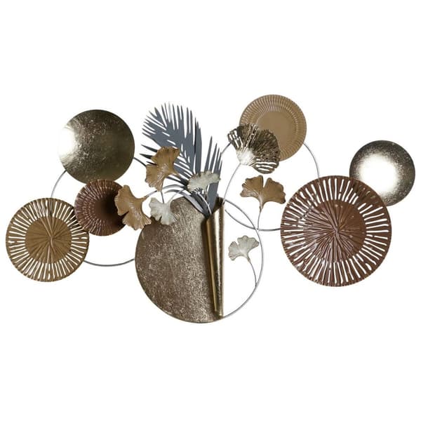 Koristehahmo DKD Home Decor 90 x 8,3 x 49 cm Harmaa Kullattu Kupari Ympyrät
