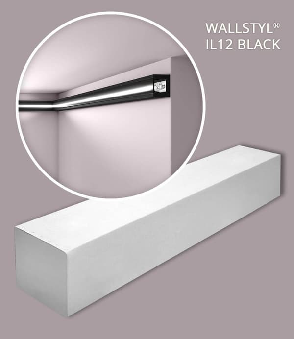 Taklister  NMC WALLSTYL IL12 BLACK-box 1 låda innehåller 30 lister 60 m