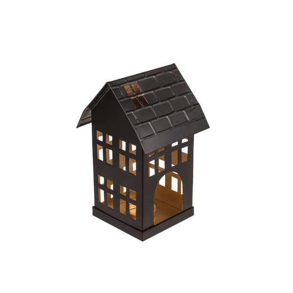 Dekorativt hus for telys - Metall Sort