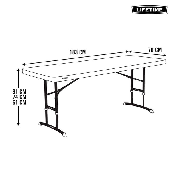 Lifetime Klapbord Ajustable 183x76x91 Cm Hvid