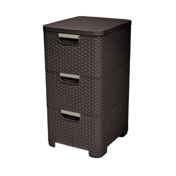 CURVER BOOKCASE WITH 3 DRAWERS 3x14L /DARK BROWN