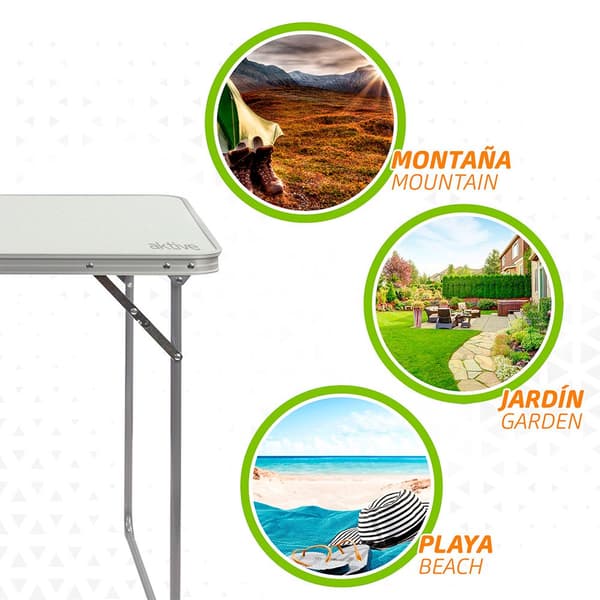 Aktive Uppsättning Mesa Con 2 Sillas Plegables Vit