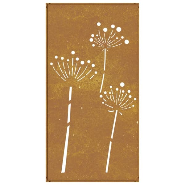 Puutarhaseinäkoriste 105x55 cm corten teräs kukkakuvio