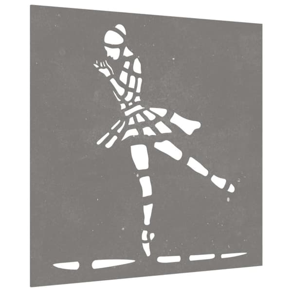 Puutarhaseinäkoriste 55x55 cm corten teräs balettitanssijakuvio